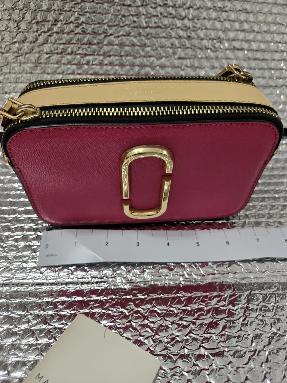 Marc Jacobs Fuchsia Snapshot Double J Crossbody with Gold Hardware